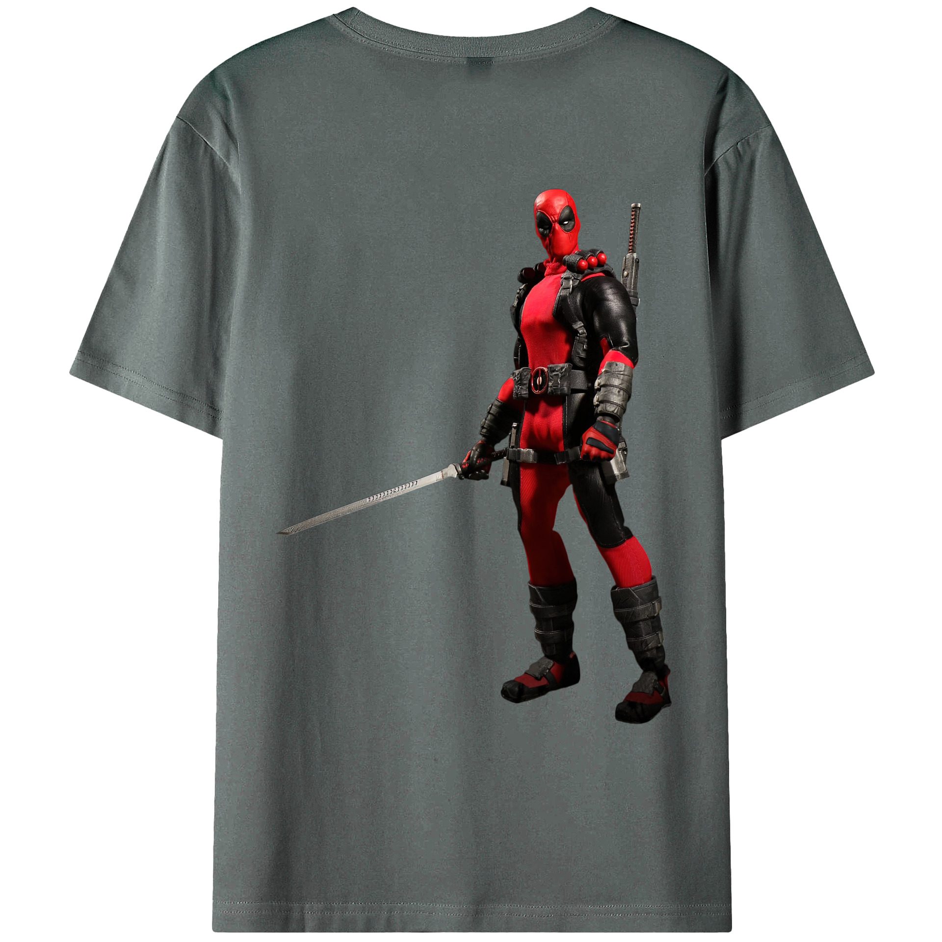 （画像用） Deadpool デッドプール 綿100％ メンズ半袖Tシャツ（バックプリント） 通気性